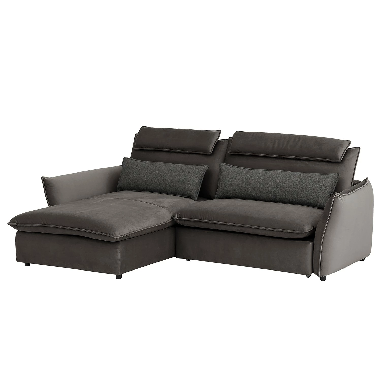 Fredriks Ecksofa Coolin - Samt - Dunkelbraun - Longchair davorstehend links - Schlaffunktion - Bettkasten 1 Fredriks Ecksofa Coolin - Samt - Dunkelbraun - Longchair davorstehend links - Schlaffunktion - Bettkasten