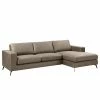 Fredriks Ecksofa Denny I - Antiklederlook - Taupe - Longchair davorstehend rechts