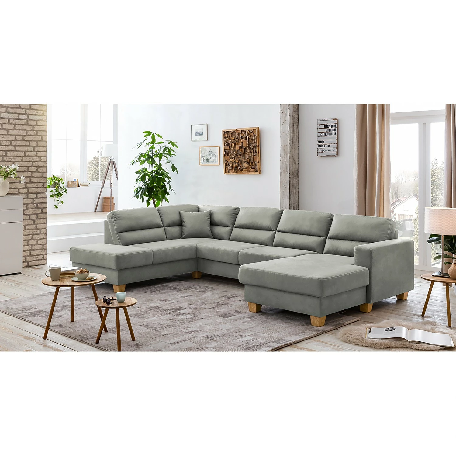 Ars Natura Wohnlandschaften Korfi - Microfaser - Platin - Ottomane davorstehend links - Mit Kopfstütze 3 Ars Natura Wohnlandschaften Korfi - Microfaser - Platin - Ottomane davorstehend links - Mit Kopfstütze – Bild 3