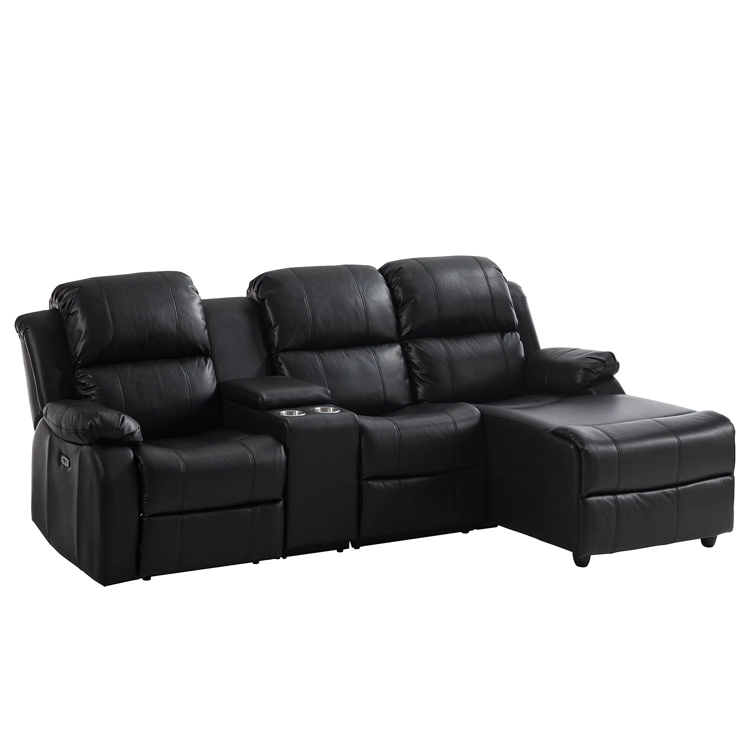 Modoform Ecksofa Mendis - Kunstleder - Schwarz - Ottomane davorstehend rechts 1 Modoform Ecksofa Mendis - Kunstleder - Schwarz - Ottomane davorstehend rechts