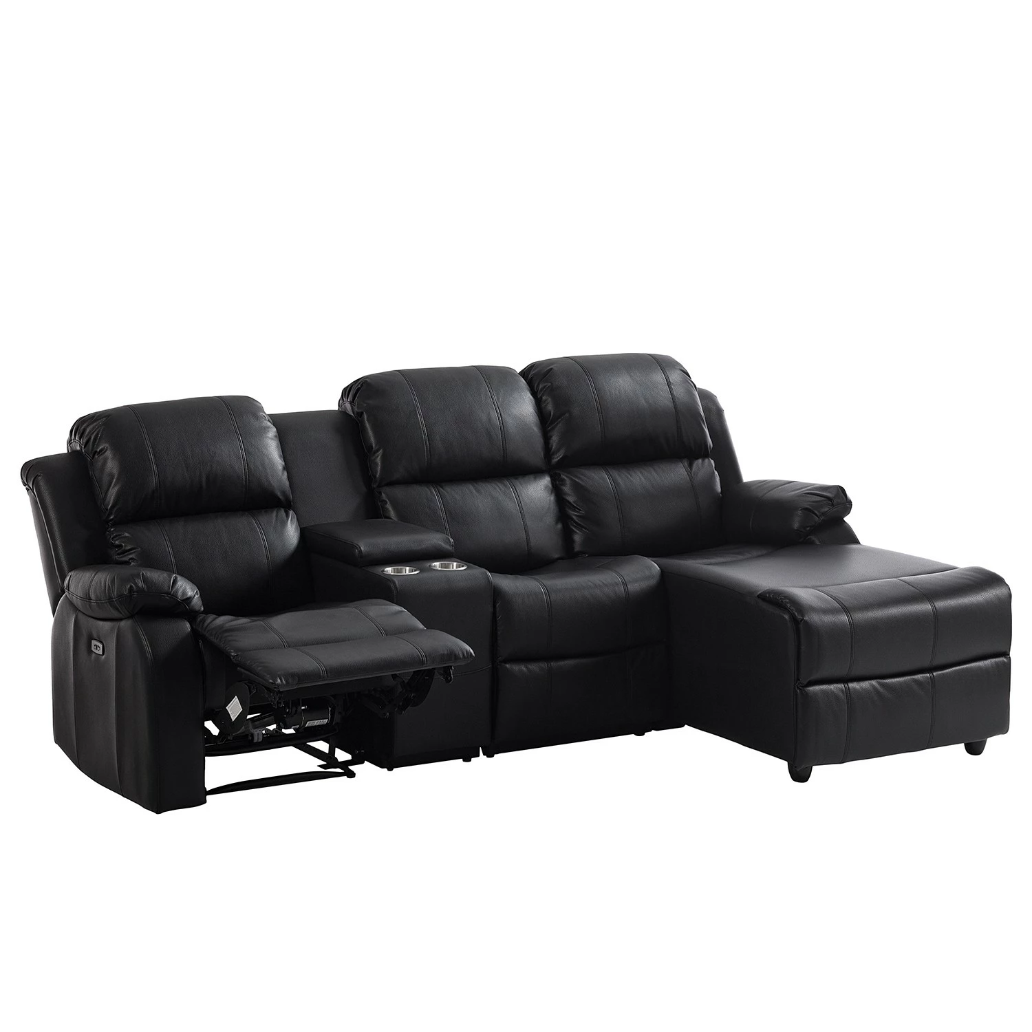 Modoform Ecksofa Mendis - Kunstleder - Schwarz - Ottomane davorstehend rechts 2 Modoform Ecksofa Mendis - Kunstleder - Schwarz - Ottomane davorstehend rechts – Bild 2