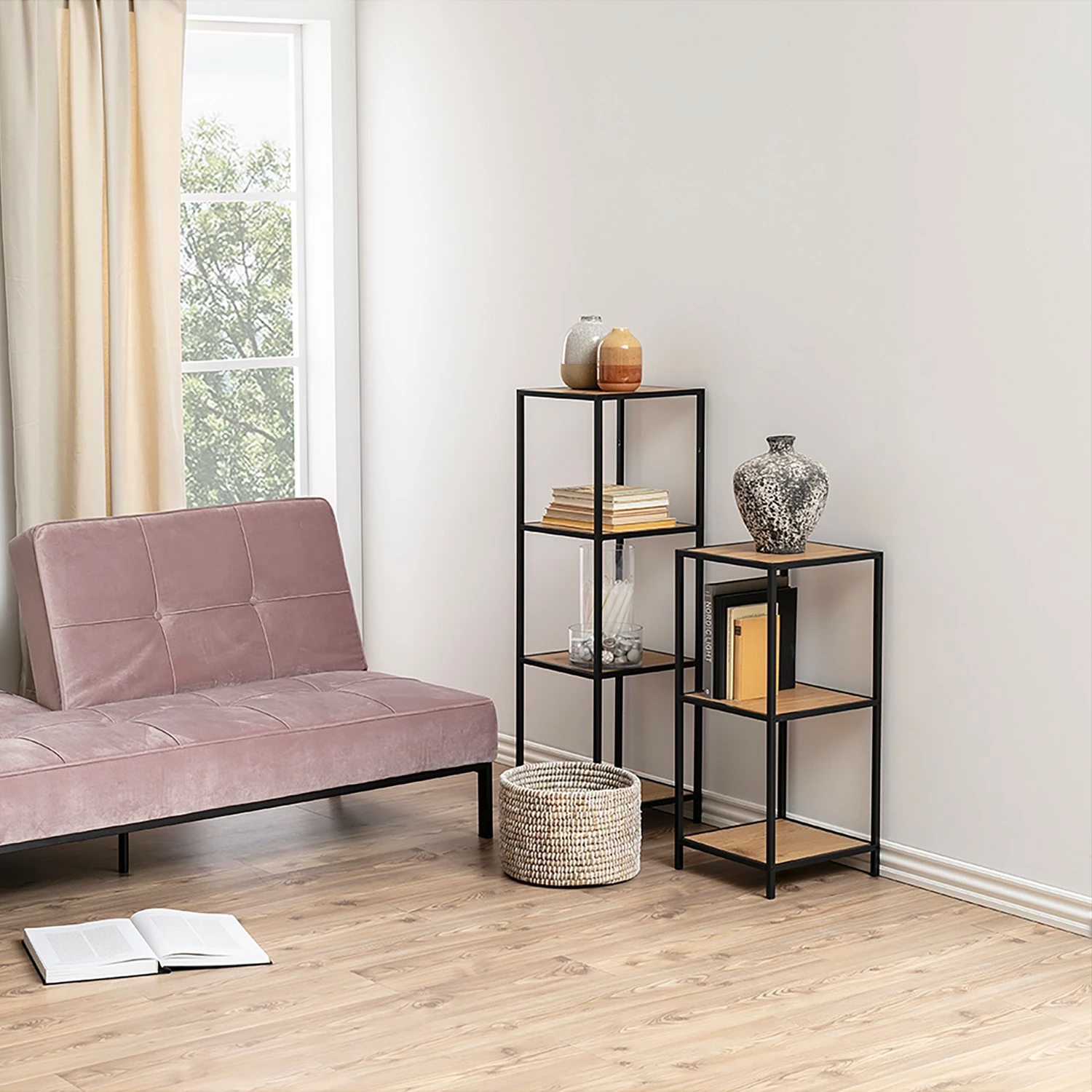 Red Living Regal Coogee IX - Wildeiche Dekor / Schwarz - Höhe: 120 cm 4 Red Living Regal Coogee IX - Wildeiche Dekor / Schwarz - Höhe: 120 cm – Bild 4