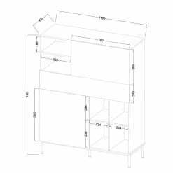 Fredriks Highboard Meon - Grau 47 Fredriks Highboard Meon - Grau -WOHNZIMMERMÖBEL Verkäufe 1000201081 200814 14303600007 SKETCH DETAILS P000000001000201081 sketch