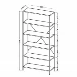Fredriks Regal Meon II - Eiche Grau Dekor -WOHNZIMMERMÖBEL Verkäufe 1000201090 200814 14304400011 SKETCH DETAILS P000000001000201090 sketch