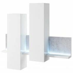 Loftscape Wohnwand Littor (3-teilig) - inkl. Beleuchtung - Weiß / Beton Dekor -WOHNZIMMERMÖBEL Verkäufe 1000202015 200203 11093000116 DETAILS P000000001000202015