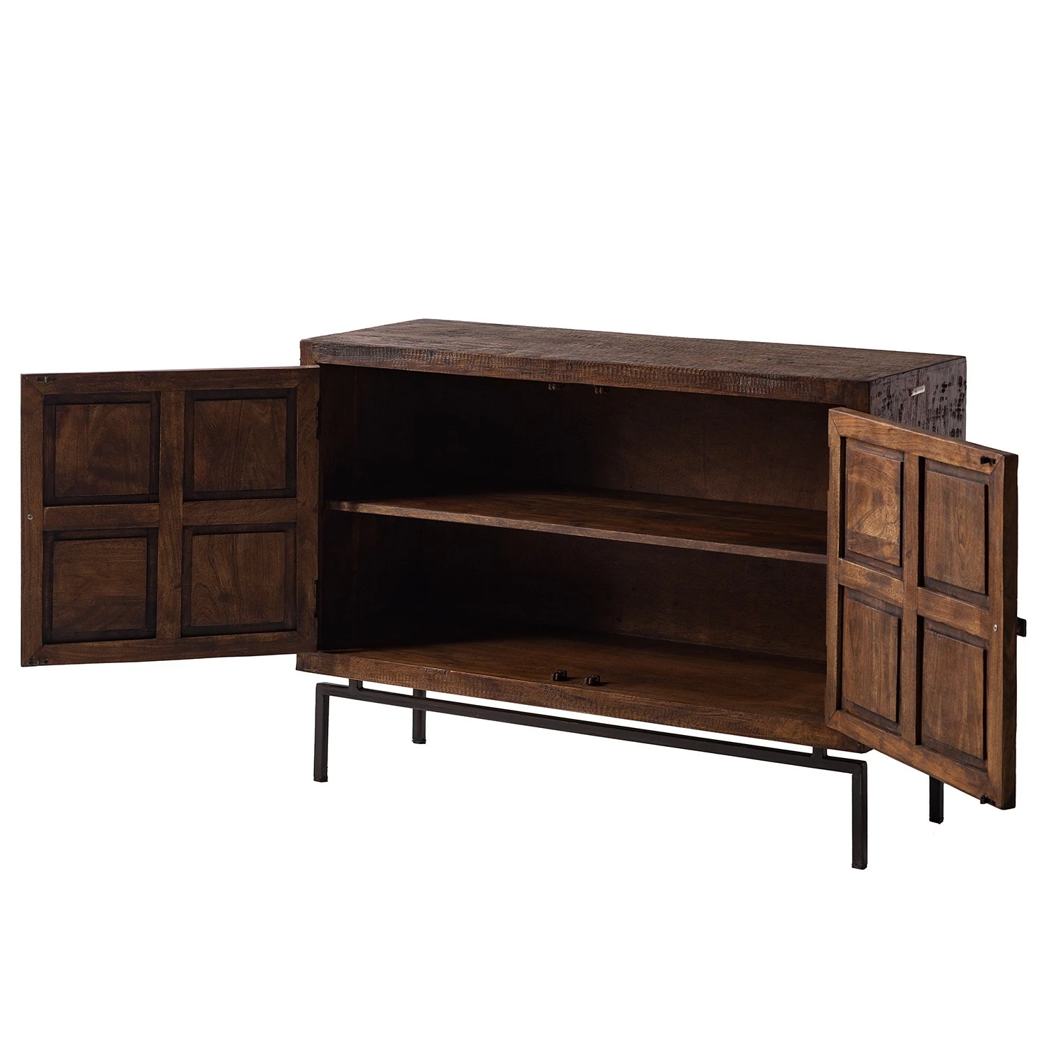 Wolf-Möbel Kommode Carving - Akazie massiv / Metall - Akazie / Schwarz 5 Wolf-Möbel Kommode Carving - Akazie massiv / Metall - Akazie / Schwarz – Bild 5