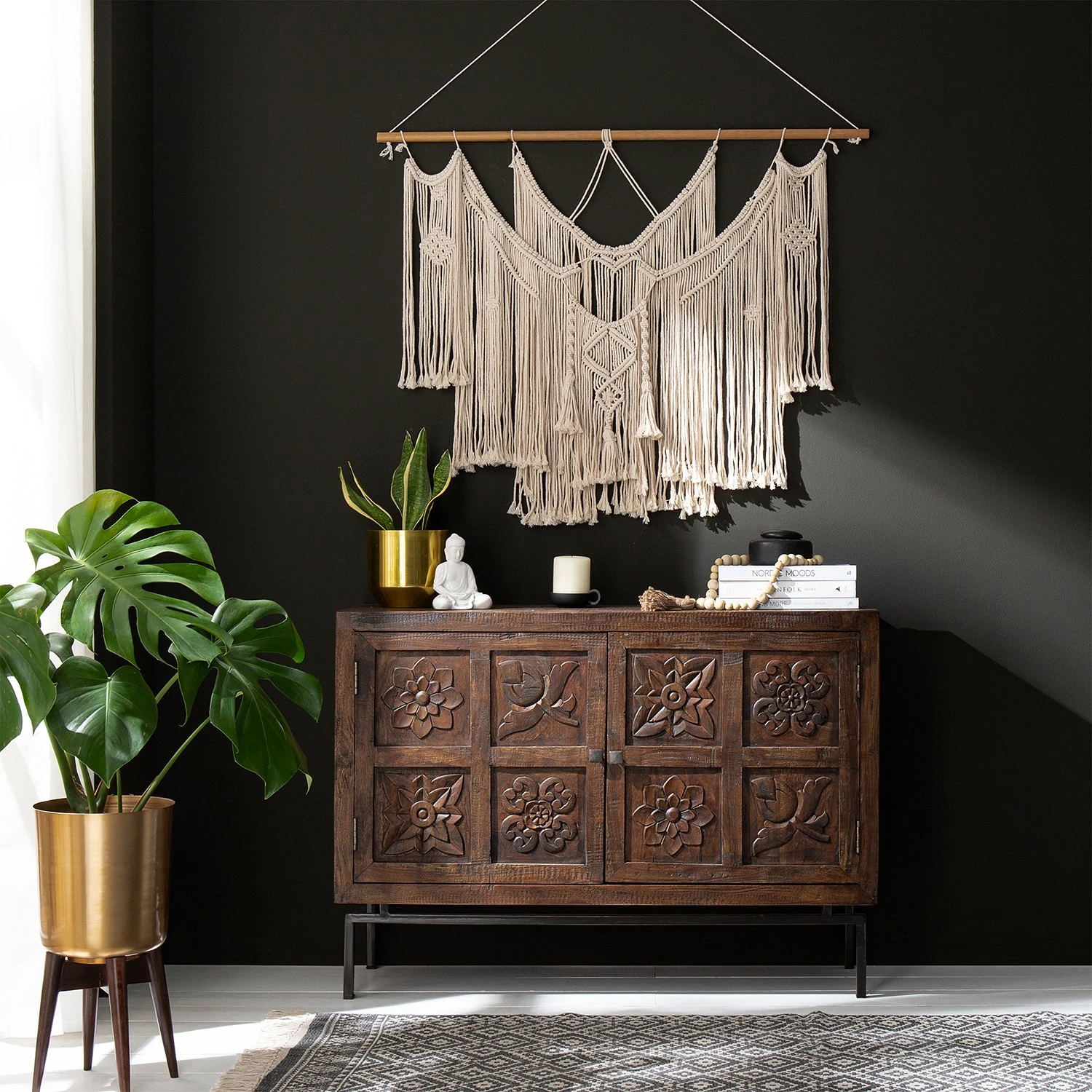 Wolf-Möbel Kommode Carving - Akazie massiv / Metall - Akazie / Schwarz 3 Wolf-Möbel Kommode Carving - Akazie massiv / Metall - Akazie / Schwarz – Bild 3