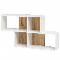 Schildmeyer Wandregal Padua - Weiß / Eiche Landhaus Dekor