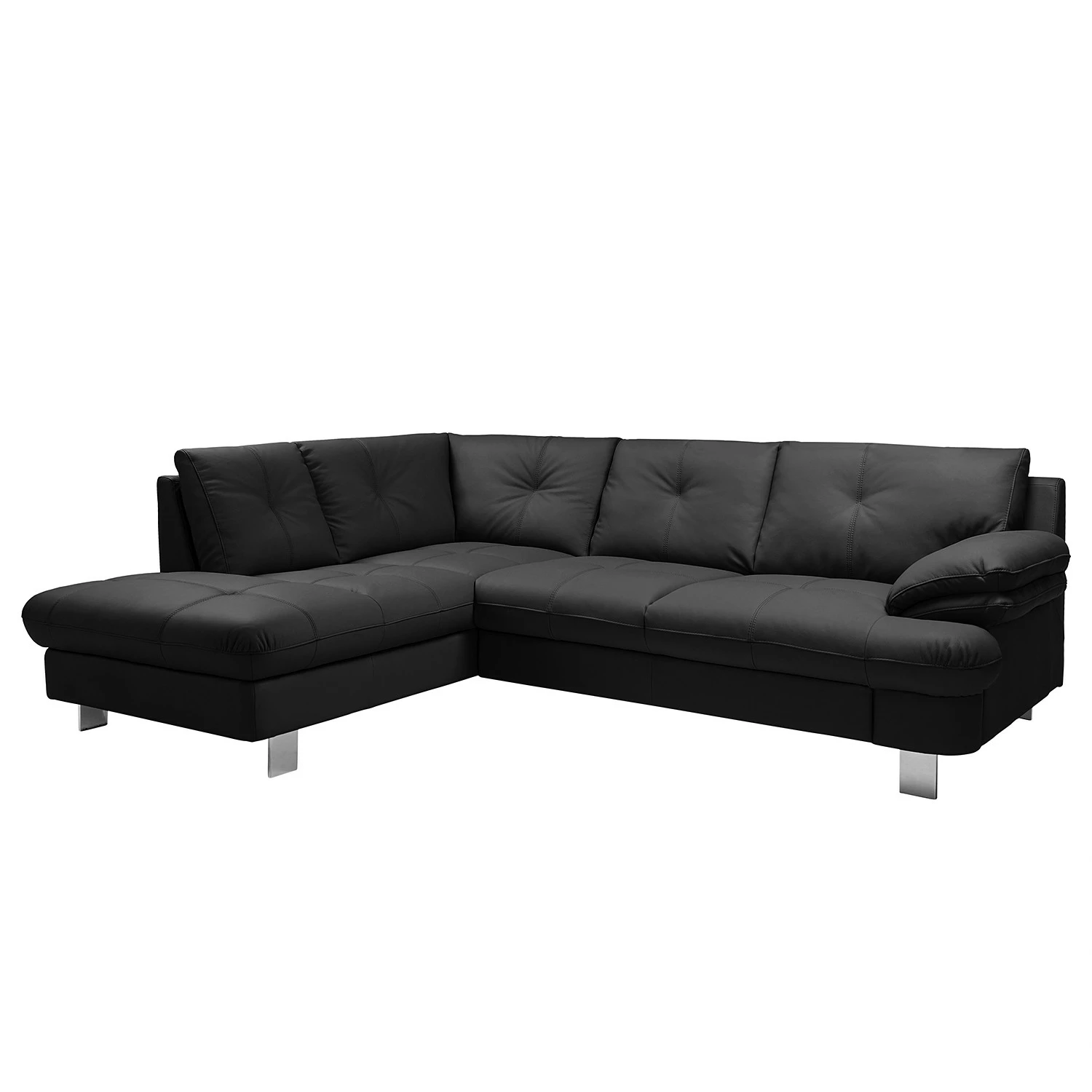 Fredriks Ecksofa NoDa - Echtleder - Schwarz - Ottomane davorstehend links - Schlaffunktion - Bettkasten 1 Fredriks Ecksofa NoDa - Echtleder - Schwarz - Ottomane davorstehend links - Schlaffunktion - Bettkasten