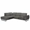 Fredriks Ecksofa NoHo - Microfaser - Grau - Ottomane davorstehend links - Relaxfunktion