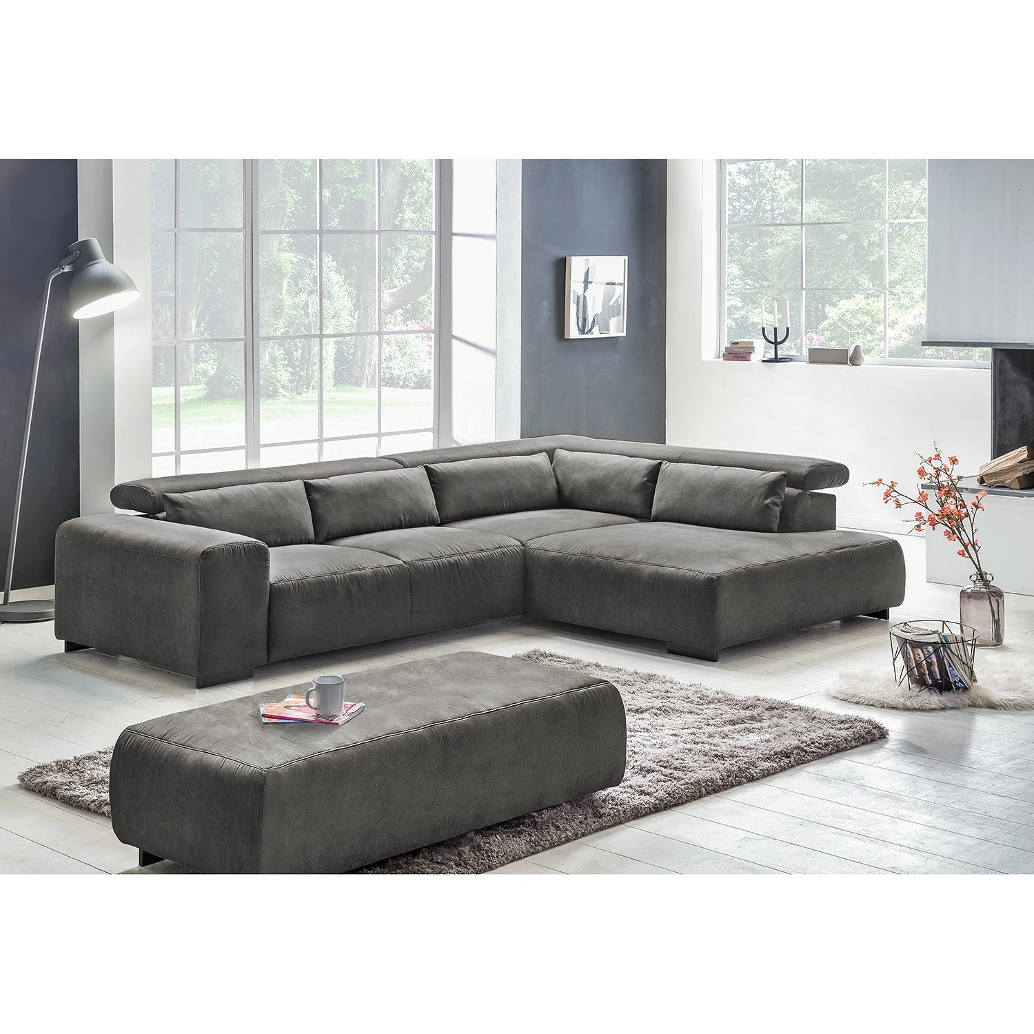 Fredriks Ecksofa Dolton - Microfaser - Grau - Ottomane davorstehend rechts 4 Fredriks Ecksofa Dolton - Microfaser - Grau - Ottomane davorstehend rechts – Bild 4