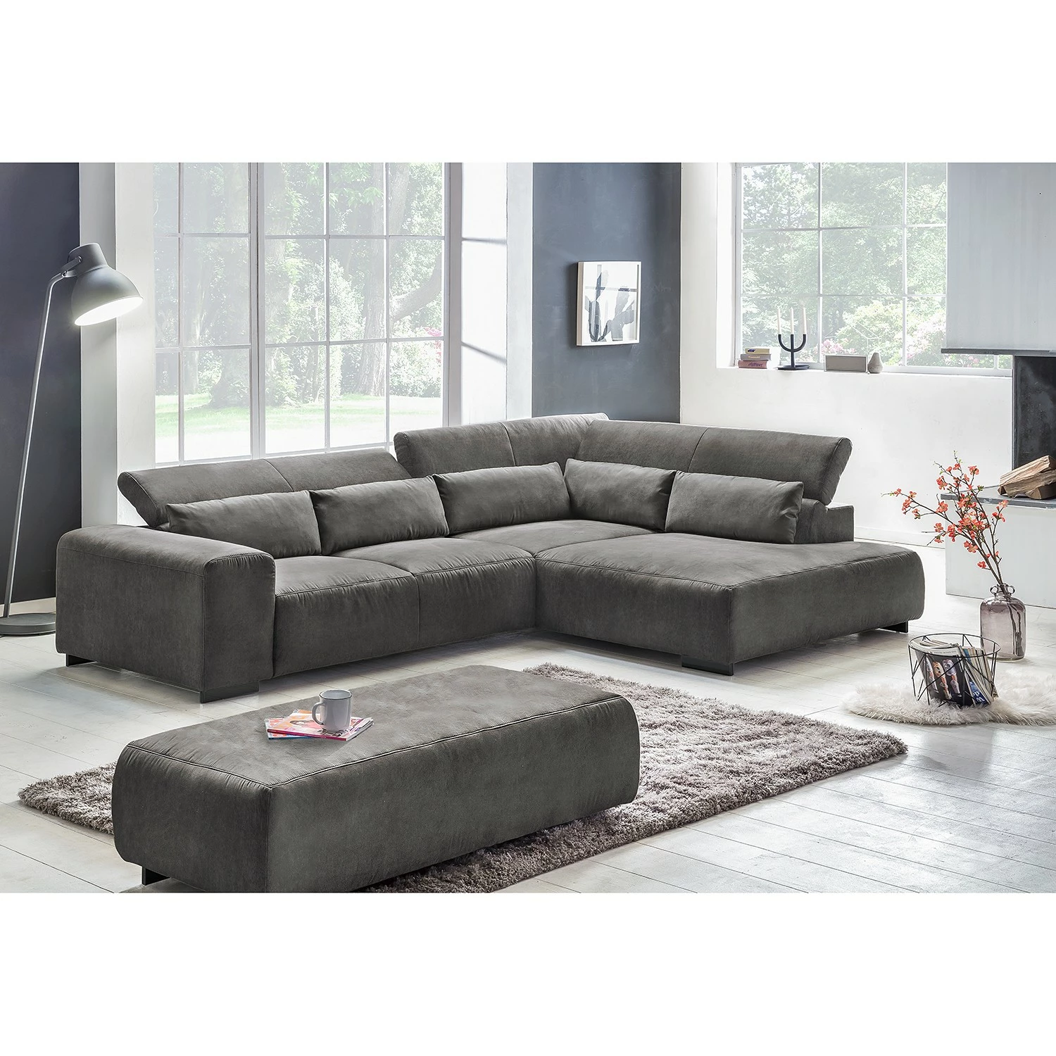 Fredriks Ecksofa Dolton - Microfaser - Grau - Ottomane davorstehend rechts 3 Fredriks Ecksofa Dolton - Microfaser - Grau - Ottomane davorstehend rechts – Bild 3