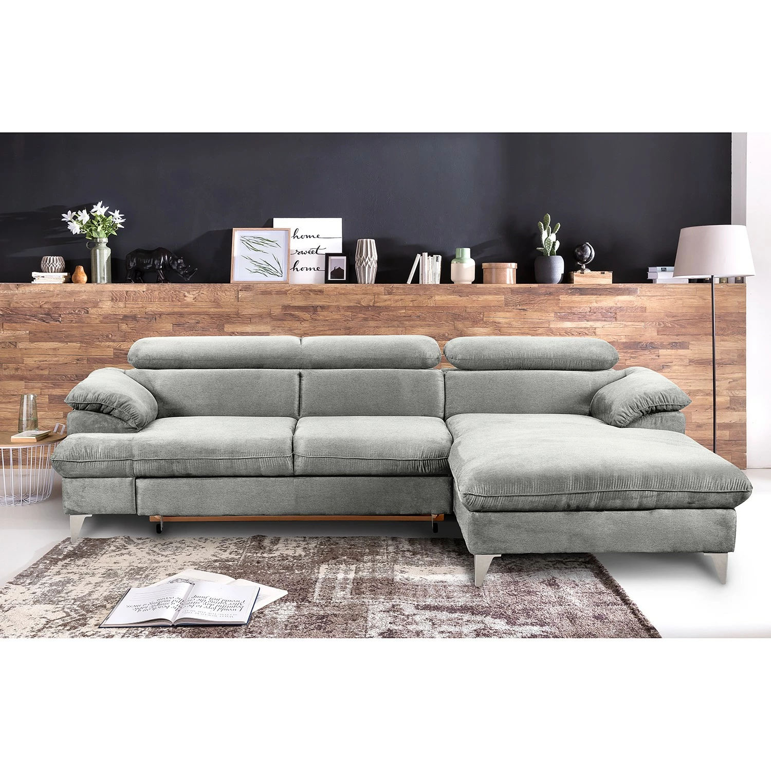 Fredriks Ecksofa Coto II - Microfaser - Lichtgrau - Longchair davorstehend rechts - Schlaffunktion - Bettkasten 3 Fredriks Ecksofa Coto II - Microfaser - Lichtgrau - Longchair davorstehend rechts - Schlaffunktion - Bettkasten – Bild 3