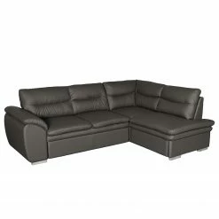 Fredriks Ecksofa Elkin - Kunstleder - Dunkelgrau - Ottomane davorstehend rechts - Schlaffunktion - Bettkasten