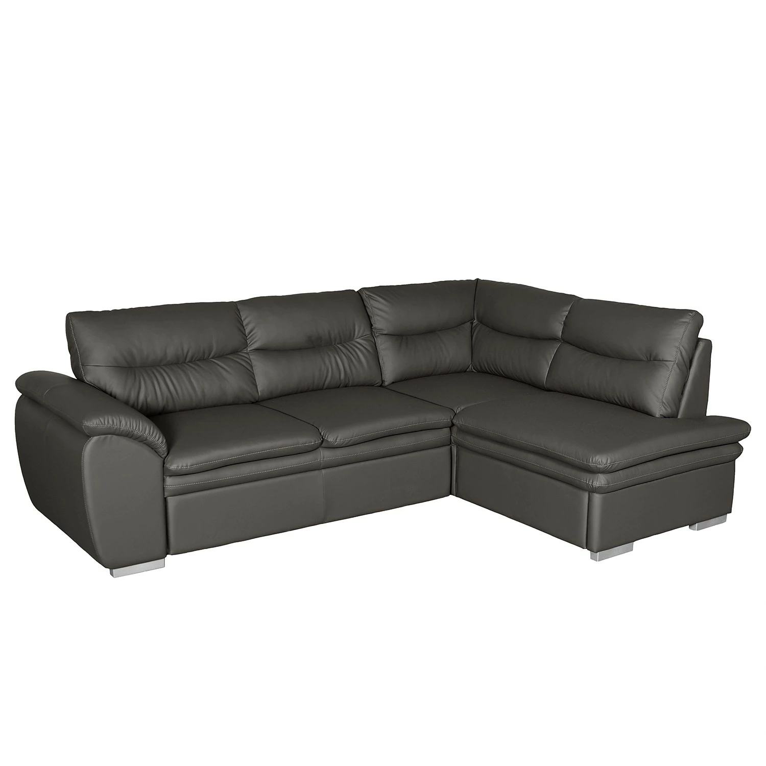 Fredriks Ecksofa Elkin - Kunstleder - Dunkelgrau - Ottomane davorstehend rechts - Schlaffunktion - Bettkasten 1 Fredriks Ecksofa Elkin - Kunstleder - Dunkelgrau - Ottomane davorstehend rechts - Schlaffunktion - Bettkasten