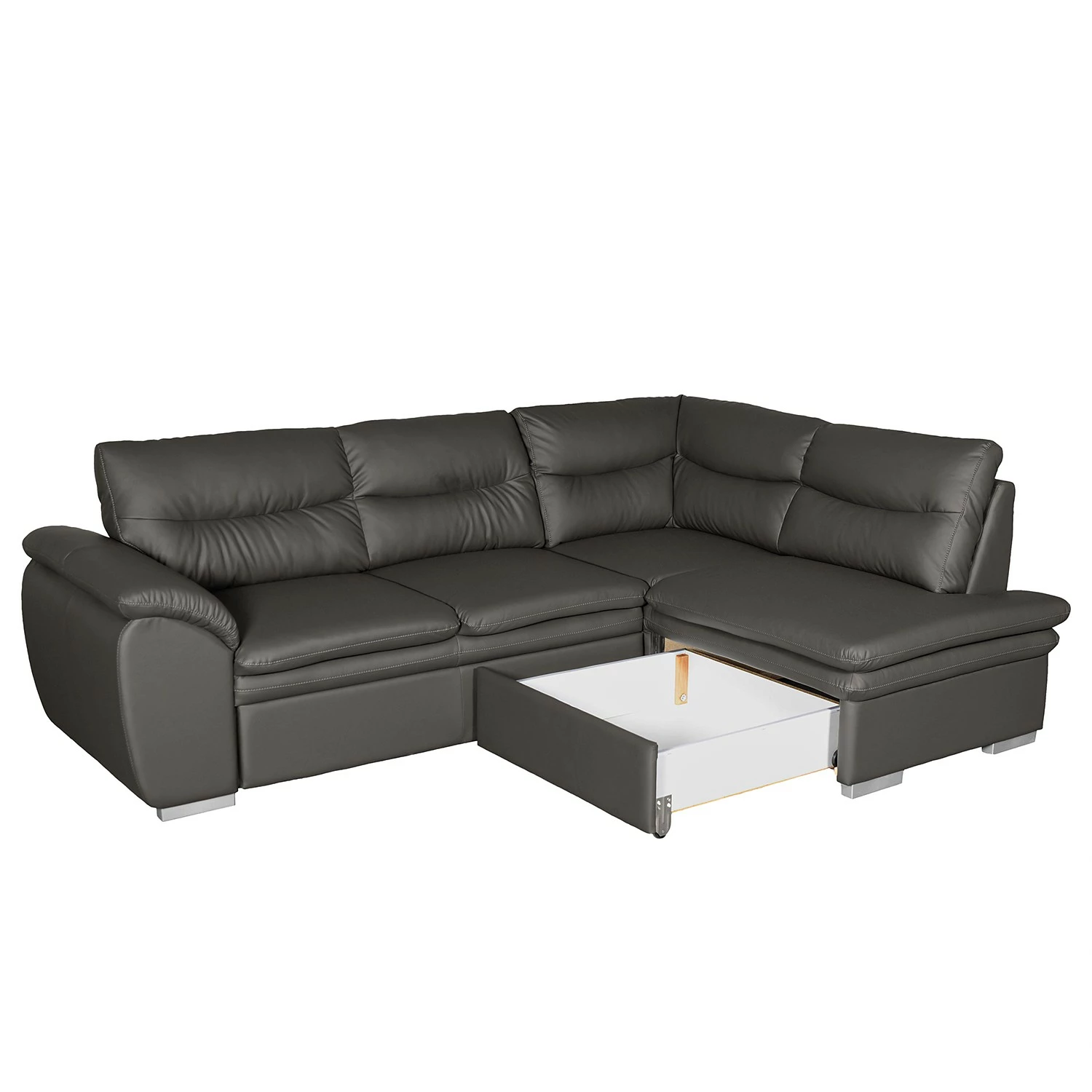 Fredriks Ecksofa Elkin - Kunstleder - Dunkelgrau - Ottomane davorstehend rechts - Schlaffunktion - Bettkasten 5 Fredriks Ecksofa Elkin - Kunstleder - Dunkelgrau - Ottomane davorstehend rechts - Schlaffunktion - Bettkasten – Bild 5