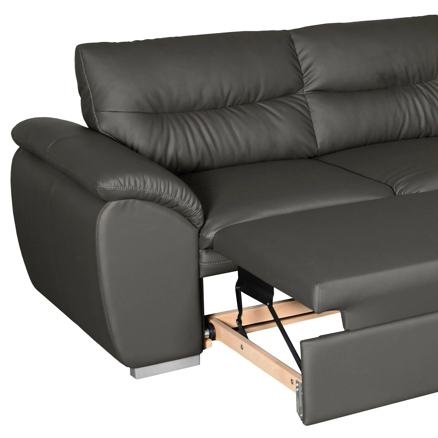 Fredriks Ecksofa Elkin - Kunstleder - Dunkelgrau - Ottomane davorstehend rechts - Schlaffunktion - Bettkasten 9 Fredriks Ecksofa Elkin - Kunstleder - Dunkelgrau - Ottomane davorstehend rechts - Schlaffunktion - Bettkasten – Bild 9