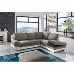 Fredriks Ecksofa Gerton - Kunstleder - Grauweiß - Ottomane davorstehend rechts -WOHNZIMMERMÖBEL Verkäufe 1000205321 200310 12371901863 MOOD DETAILS P000000001000205321 mood