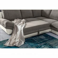 Fredriks Ecksofa Gerton - Kunstleder - Grauweiß - Ottomane davorstehend rechts -WOHNZIMMERMÖBEL Verkäufe 1000205321 200310 12372001870 DETAILS P000000001000205321