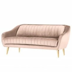 Red Living Sofa Margon (2-Sitzer) - Samt - Hellrosa - Gold