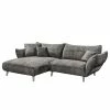 Ars manufacti Ecksofa Venes - Antiklederlook - Grau - Longchair davorstehend links - 3 Kissen