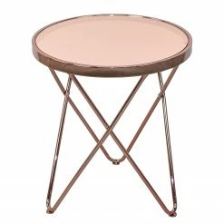 Jack & Alice Beistelltisch Phini - Glas / Metall - Roségold