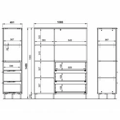 Germania Highboard California - Kaschmir -WOHNZIMMERMÖBEL Verkäufe 1000206700 200305 17323100152 SKETCH DETAILS P000000001000206700 sketch