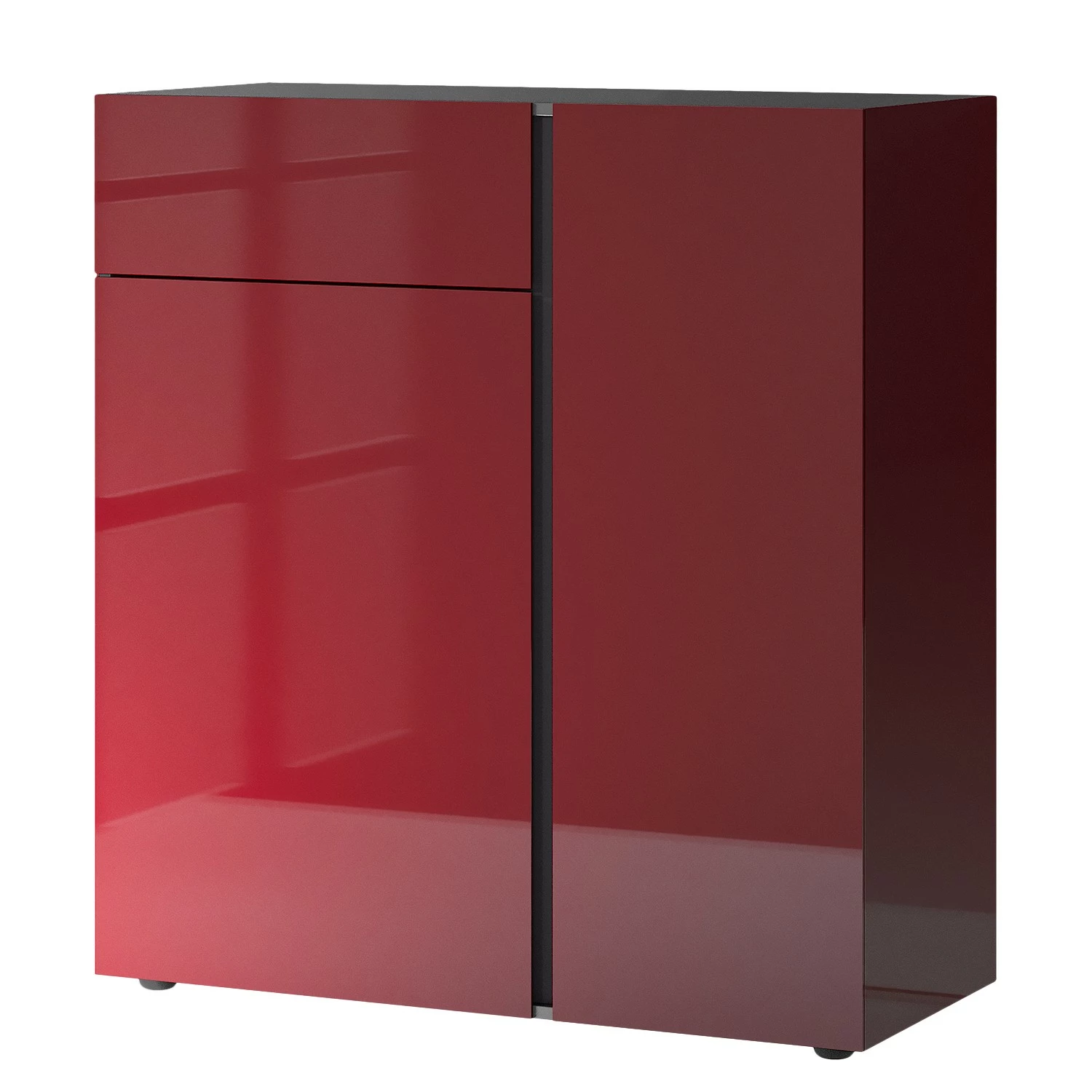 Germania Kommode Mesa II - Glas - Rubinrot / Graphit 1 Germania Kommode Mesa II - Glas - Rubinrot / Graphit