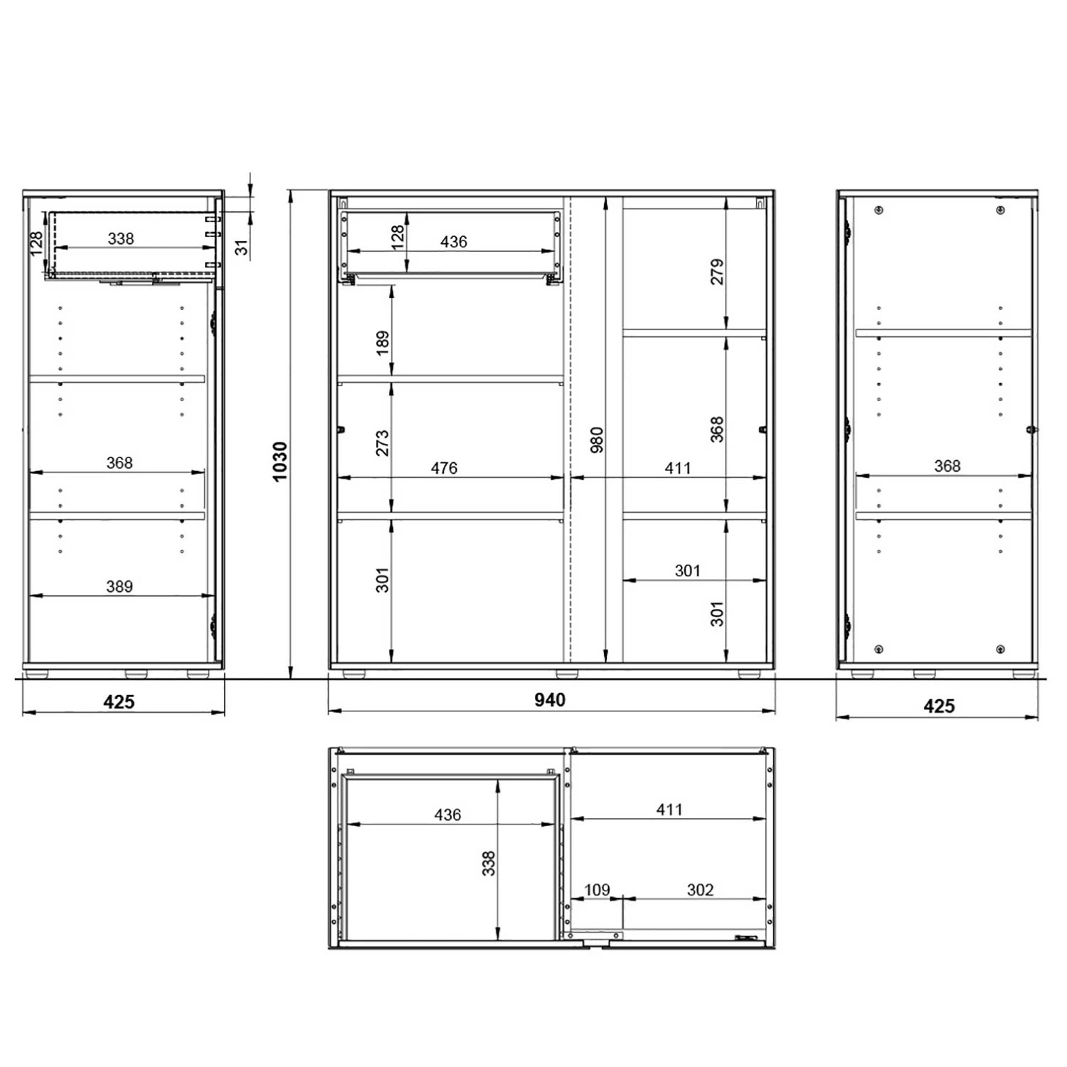 Germania Kommode Mesa II - Glas - Rubinrot / Graphit 6 Germania Kommode Mesa II - Glas - Rubinrot / Graphit – Bild 6