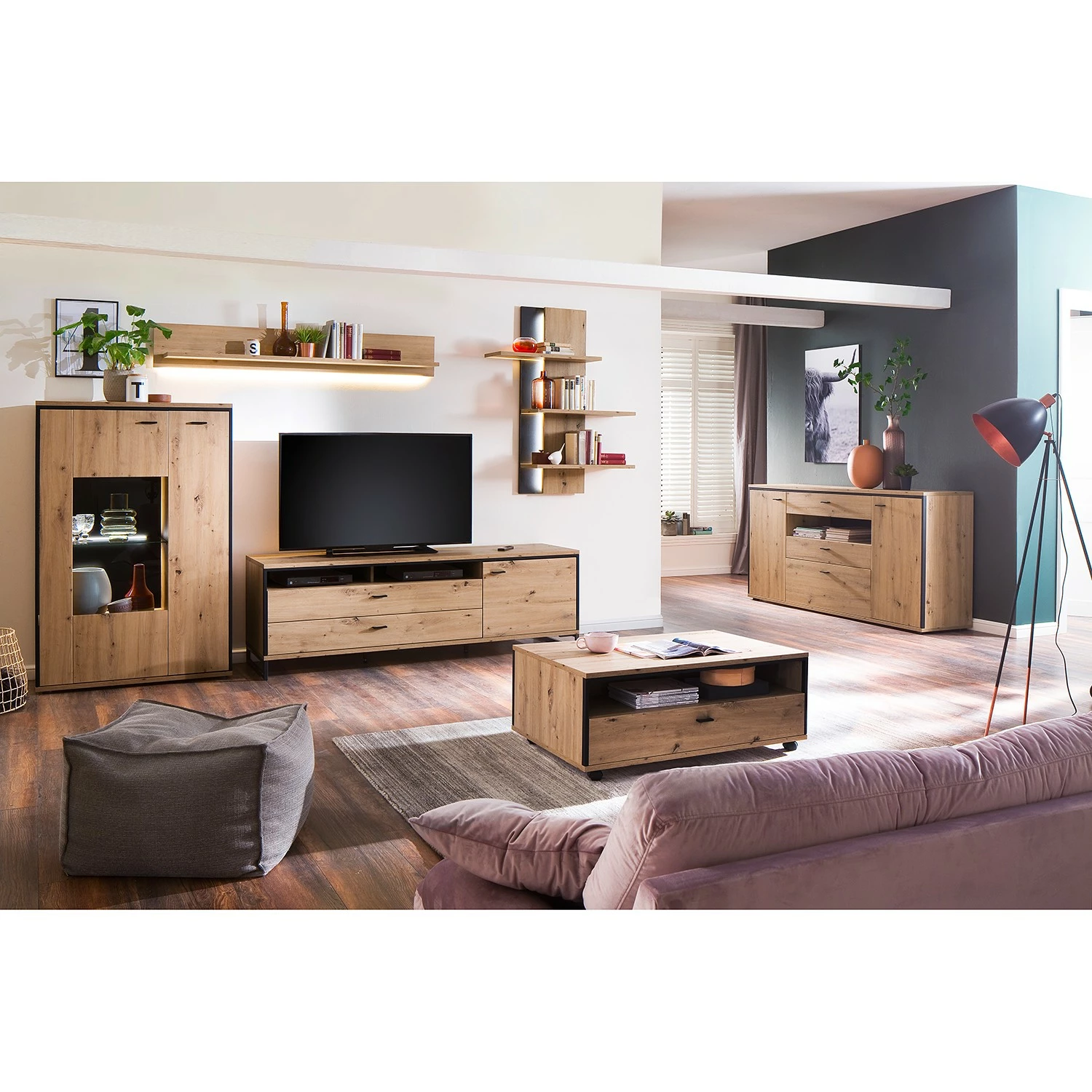 Loftscape TV-Lowboard Buena - Balkeneiche Dekor / Anthrazit 5 Loftscape TV-Lowboard Buena - Balkeneiche Dekor / Anthrazit – Bild 5