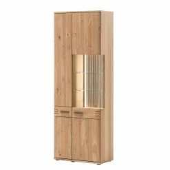 Loftscape Vitrinenschrank Salvo - Eiche teilmassiv - Balkeneiche Bianco / Grau