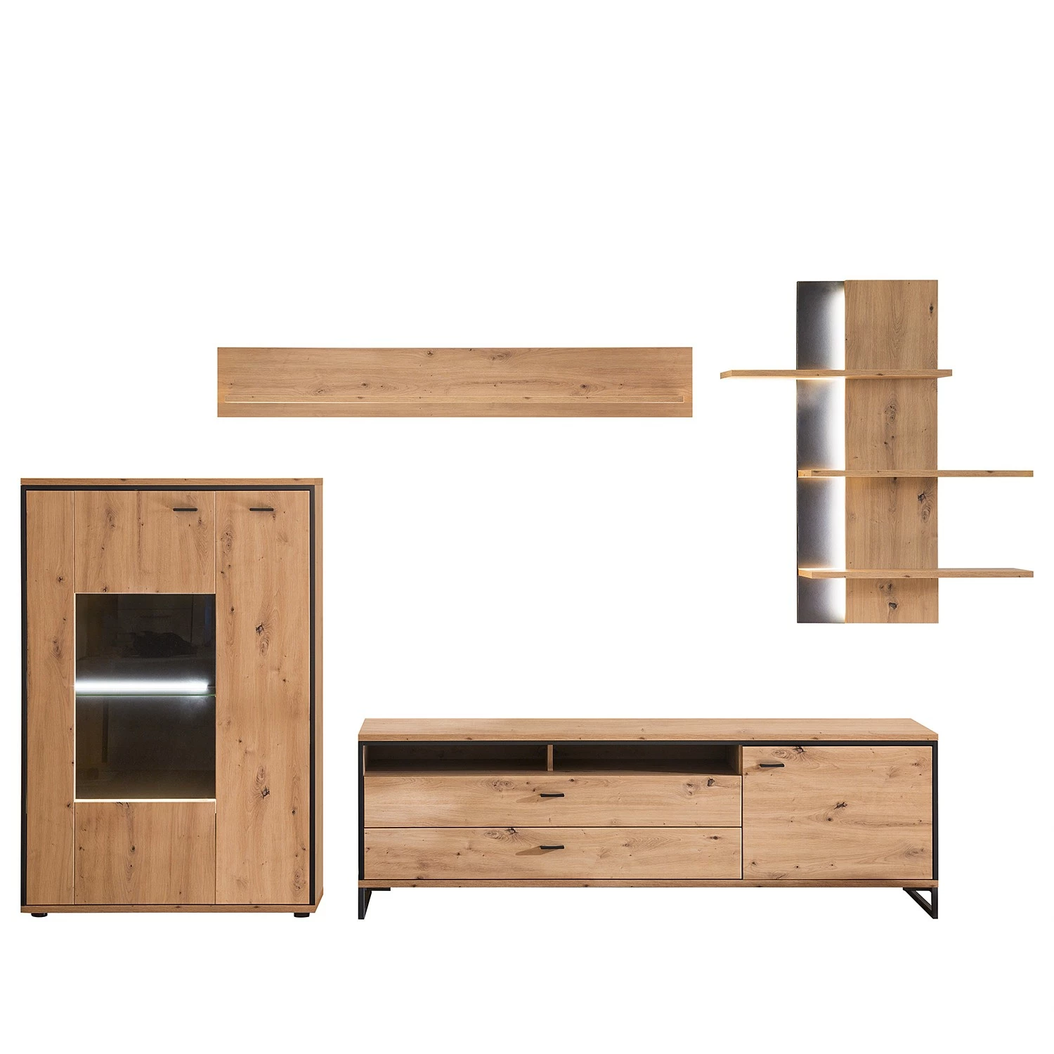 Loftscape Wohnwand Buena II (4-teilig) - Balkeneiche Dekor / Anthrazit 5 Loftscape Wohnwand Buena II (4-teilig) - Balkeneiche Dekor / Anthrazit – Bild 5