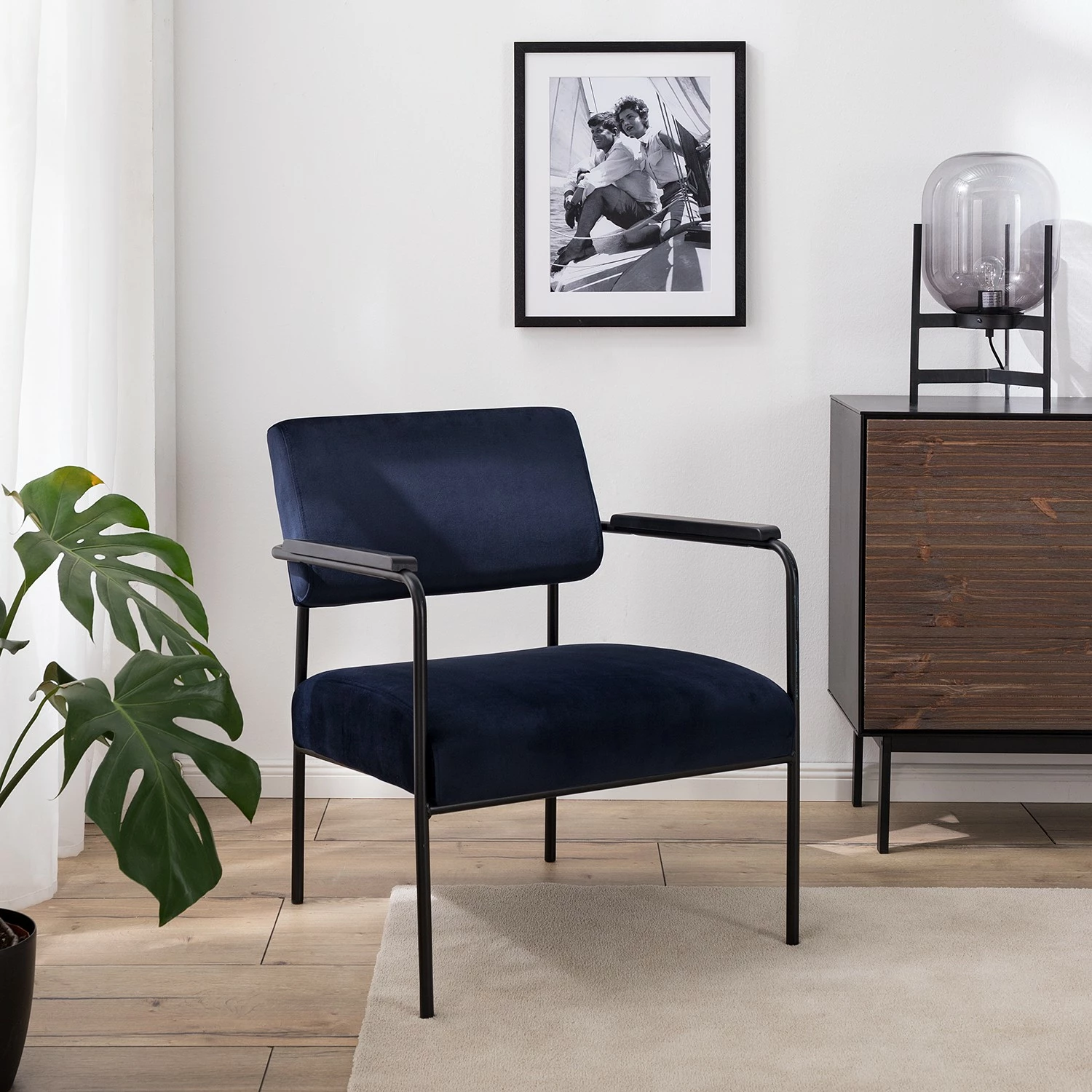 Mørteens Sessel Narpes - Samt - Dunkelblau 2 Mørteens Sessel Narpes - Samt - Dunkelblau – Bild 2