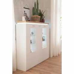 Loftscape Highboard Mundai - Inkl. Beleuchtung - Weiß / Eiche Wotan Dekor -WOHNZIMMERMÖBEL Verkäufe 1000209049 200402 14342700030 MOOD DETAILS P000000001000209049 mood