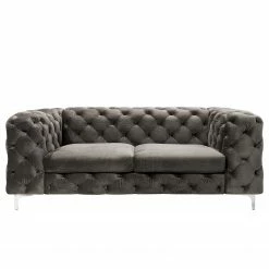 Jack & Alice Sofa Leominster II (3-Sitzer) - Samt Fosca: Dunkelgrau -WOHNZIMMERMÖBEL Verkäufe 1000209057 210108 10042500239 DETAILS P000000001000209057