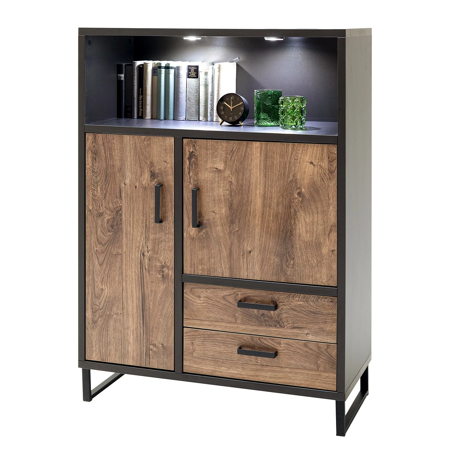 Red Living Highboard Hixson - Eiche Barrique Dekor / Schwarz 3 Red Living Highboard Hixson - Eiche Barrique Dekor / Schwarz – Bild 3