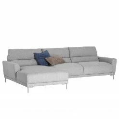 Fredriks Ecksofa Burney - Webstoff - Hellgrau - Longchair davorstehend links