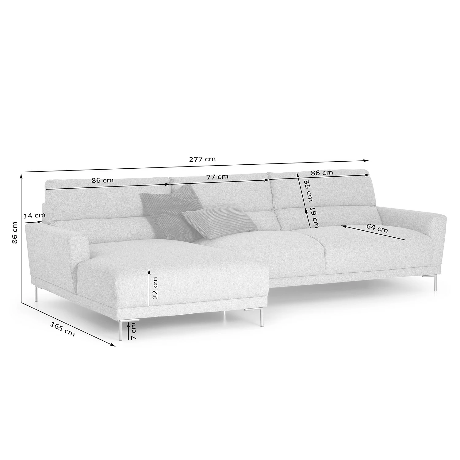 Fredriks Ecksofa Burney - Webstoff - Hellgrau - Longchair davorstehend links 7 Fredriks Ecksofa Burney - Webstoff - Hellgrau - Longchair davorstehend links – Bild 7