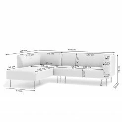 Fredriks Ecksofa Kolkki - Webstoff - Hellgrau - Longchair davorstehend links -WOHNZIMMERMÖBEL Verkäufe 1000209171 200415 12032300251 SKETCH DETAILS P000000001000209171 sketch