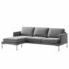 Fredriks Ecksofa Bellaire - Mischgewebe - Grau - Longchair davorstehend links - Silber