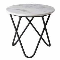 Studio Copenhagen Beistelltisch Menou I - Marmor / Metall - Marmor Weiß / Schwarz -WOHNZIMMERMÖBEL Verkäufe 1000210780 211118 134036000046 DETAILS P000000001000210780