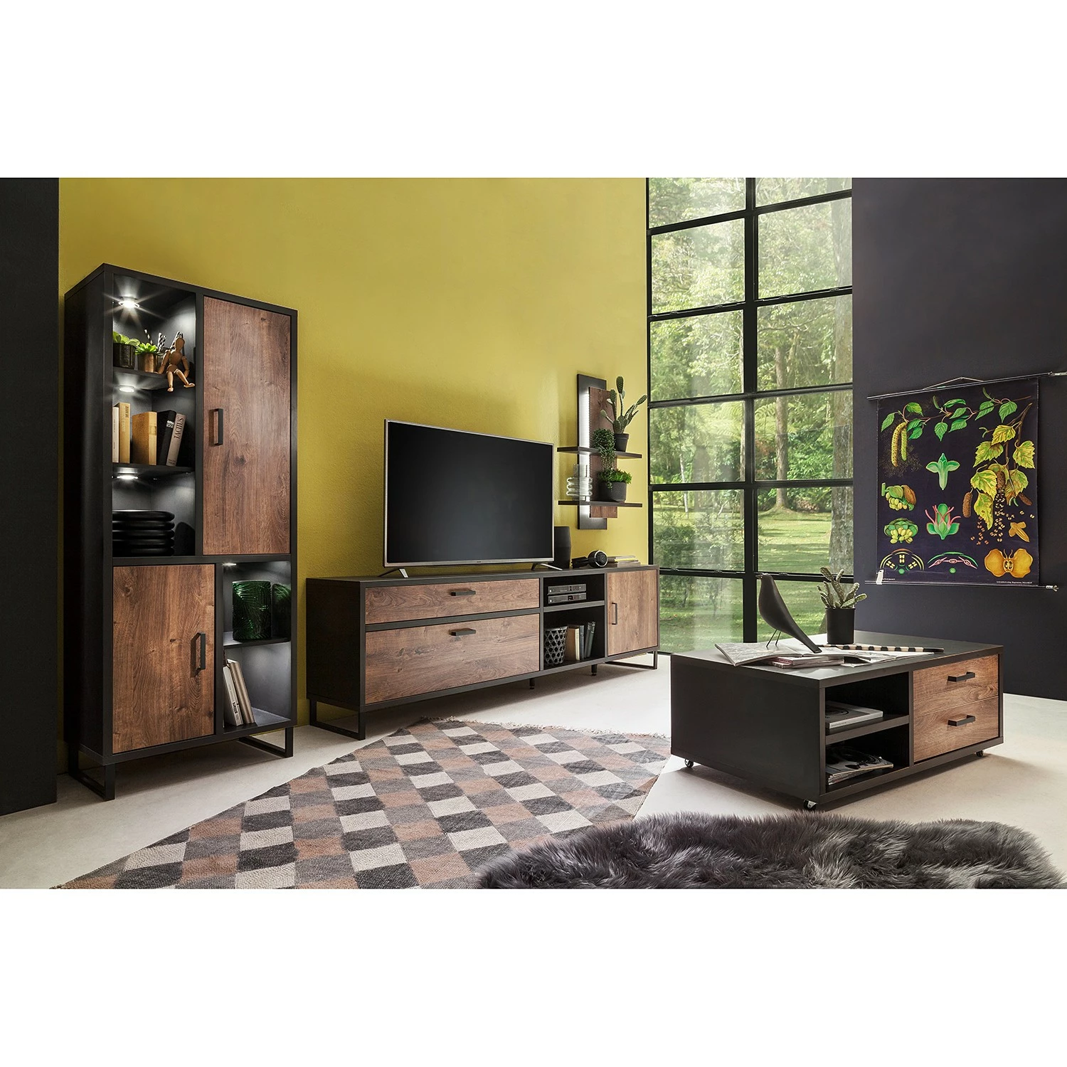 Red Living Wohnwand Hixson I (3-teilig) - Eiche Barrique Dekor / Schwarz 3 Red Living Wohnwand Hixson I (3-teilig) - Eiche Barrique Dekor / Schwarz – Bild 3