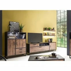 Red Living Wohnwand Hixson II (4-teilig) - Eiche Barrique Dekor / Schwarz -WOHNZIMMERMÖBEL Verkäufe 1000210794 200430 14330100027 MOOD DETAILS P000000001000210794 mood