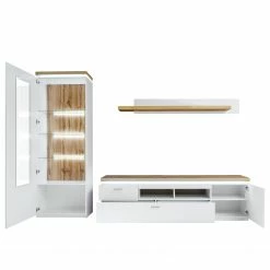 Loftscape Wohnwand Mundai I (3-teilig) - Inkl. Beleuchtung - Weiß / Eiche Wotan Dekor -WOHNZIMMERMÖBEL Verkäufe 1000210795 200430 14331300041 DETAILS P000000001000210795