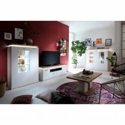 Loftscape Wohnwand Mundai II (3-teilig) - Inkl. Beleuchtung - Weiß / Eiche Wotan Dekor -WOHNZIMMERMÖBEL Verkäufe 1000210798 200430 14332300052 MOOD DETAILS P000000001000210798 mood