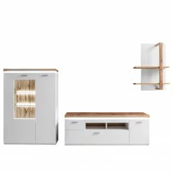 Loftscape Wohnwand Mundai II (3-teilig) - Inkl. Beleuchtung - Weiß / Eiche Wotan Dekor -WOHNZIMMERMÖBEL Verkäufe 1000210798 200430 14332400053 DETAILS P000000001000210798