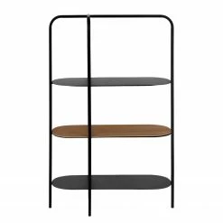 Red Living Regal Laukaa - Stahl / Echtholzfurnier - Schwarz / Walnuss -WOHNZIMMERMÖBEL Verkäufe 1000210882 200625 07314500002 DETAILS P000000001000210882