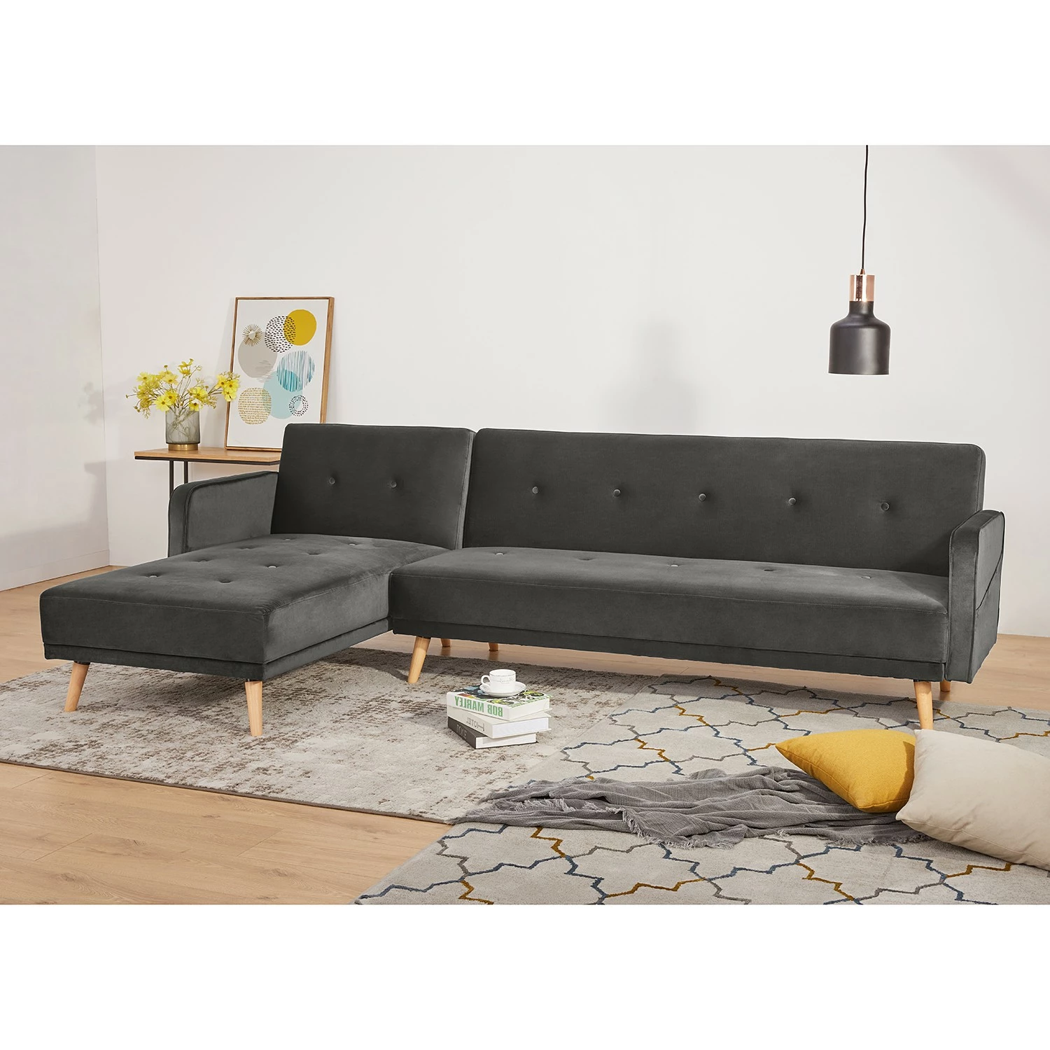 Jack & Alice Ecksofa Daru III - Samt - Grau 2 Jack & Alice Ecksofa Daru III - Samt - Grau – Bild 2