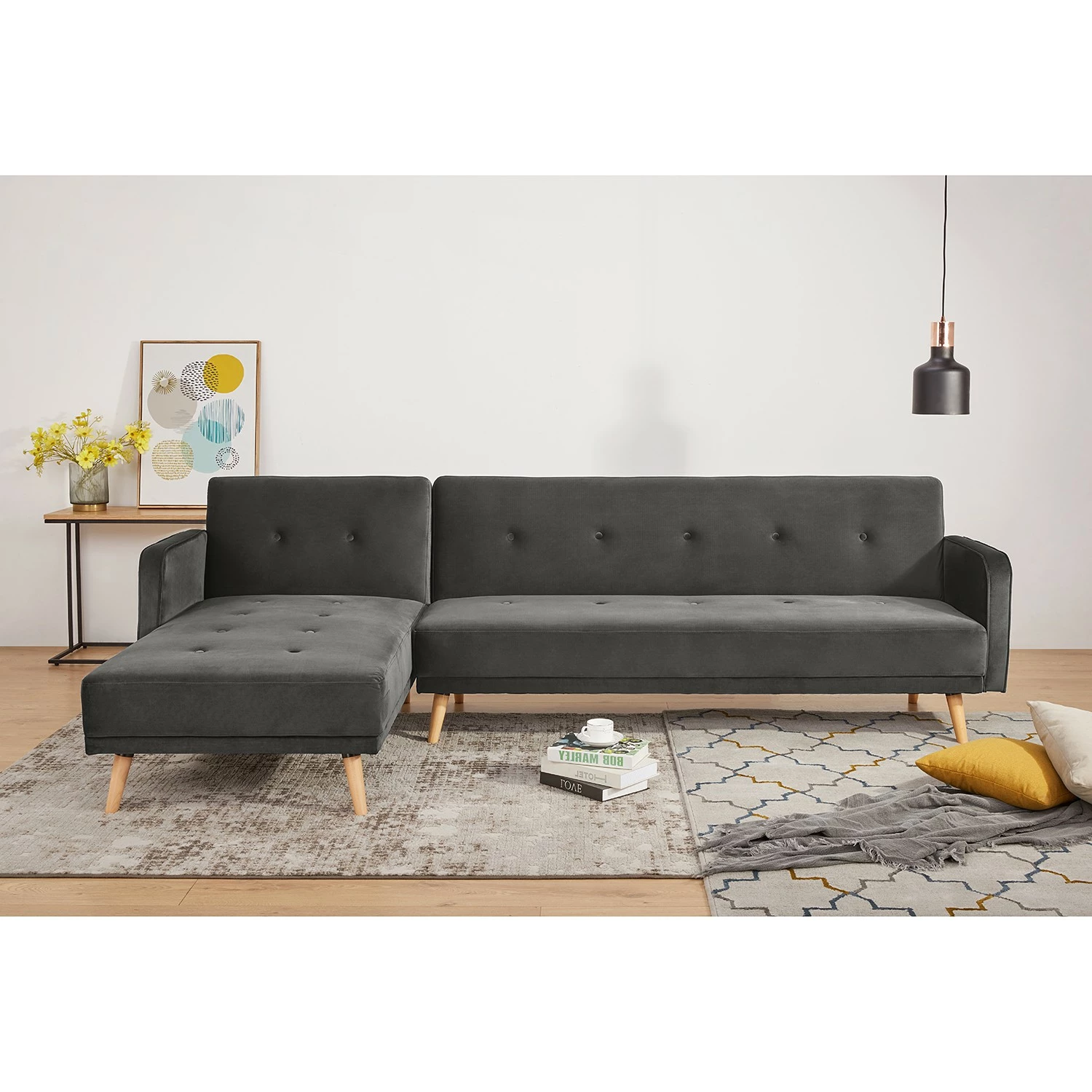 Jack & Alice Ecksofa Daru III - Samt - Grau 3 Jack & Alice Ecksofa Daru III - Samt - Grau – Bild 3