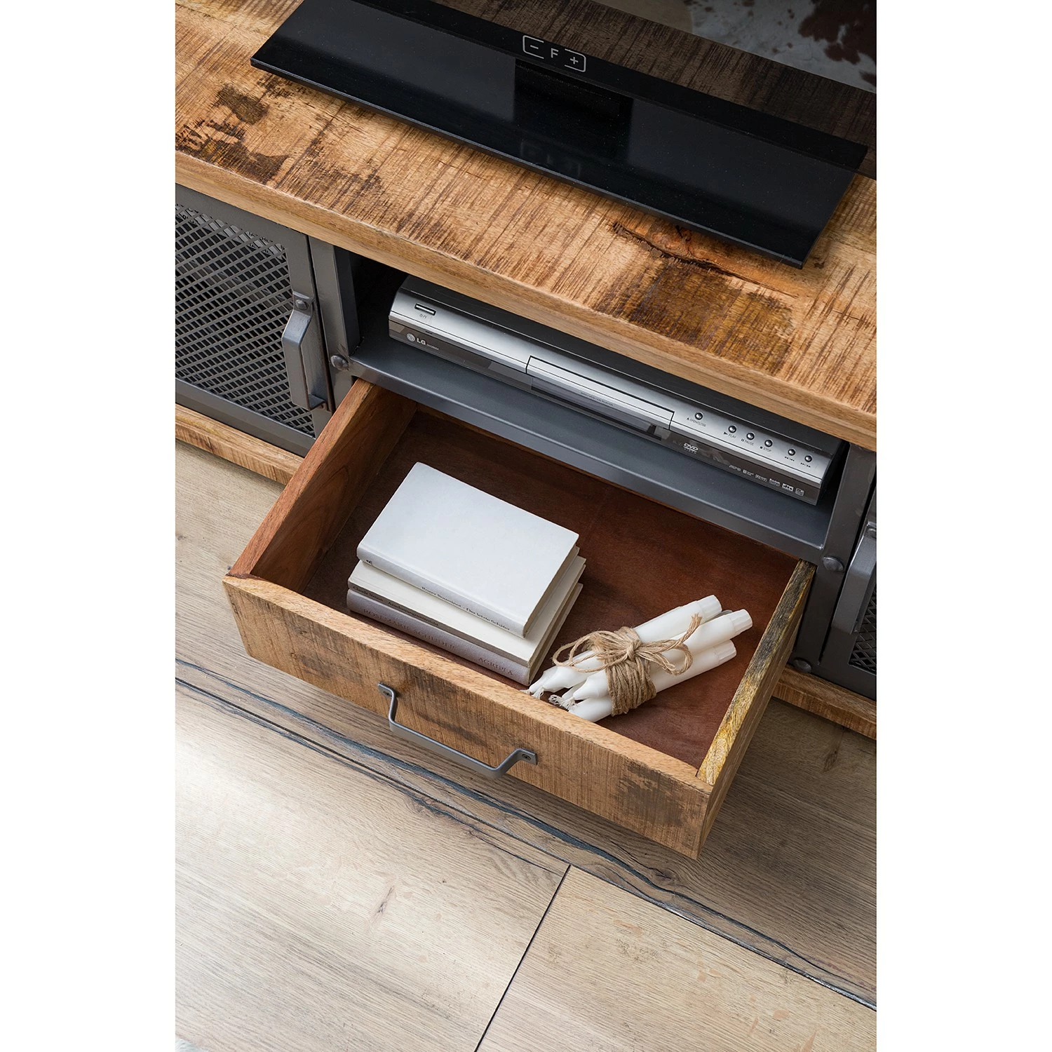 Ars manufacti TV-Lowboard Hunter II - Mango massiv / Metall - Mango / Blaugrau 10 Ars manufacti TV-Lowboard Hunter II - Mango massiv / Metall - Mango / Blaugrau – Bild 10